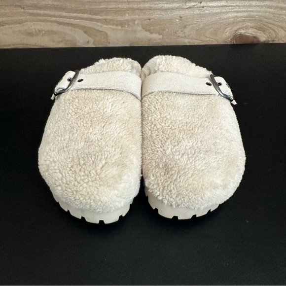 STEVE MADDEN Women’s Off White Nina Buckle Slip On Faux Fur Clogs Shoes 6.5 - Picture 6 of 11